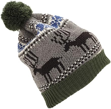 Universal Textiles Mens Reindeer Design Christmas Chunky Bobble Hat