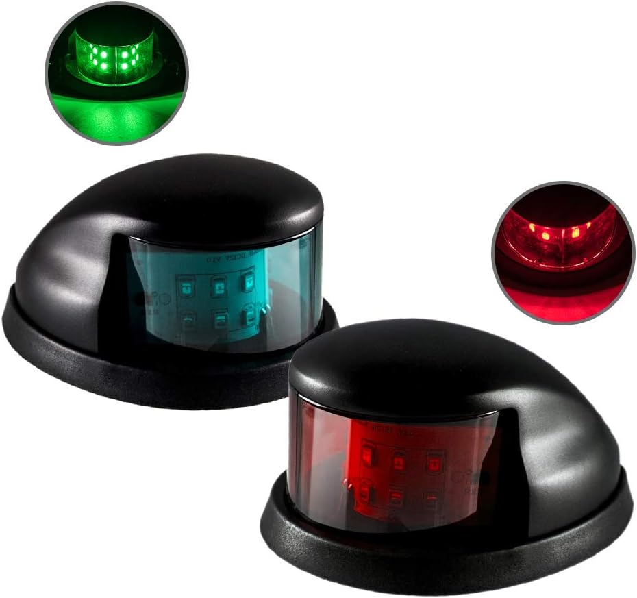 Sebnux LED Boat Navigation Light Red and Green LED Marine Navigation Light Boat Bow Light for Pontoon and Small Boat (Black): Automotive