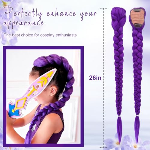 Omnikryp Purple Wig Anime Cosplay Wig 62cm Synthetic Hair Braiding Hair Lilac with Hidden Clip for Halloween Cosplay Accessories
