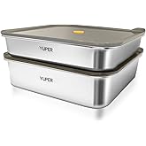 YUPER Stainless Steel Food Containers, Meal Prep Containers, Bacon Cheese Container for Refrigerator, Stainless Steel Containers with Lids Fruit Lunch Storage, 2 Pack (84+125OZ)