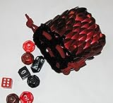 Dice Bag in Knitted Scale Armor - Dark Fire