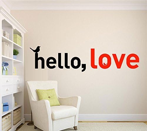 Big Letters Hello Love Wall Decals Birds Bedroom Kids Room Nursery Wall Quotes Decor (Hello love)