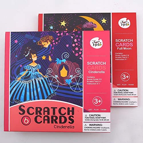 Jar Melo Scratch Art Cards Set Scratchboard for Adult and Kids Scratch Art Paper Rainbow Painting-2 Packs