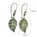QIHOO Vintage Green bronze Engraving Dangle Hook Earrings for Women and Girls (Leaves)