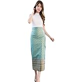 Fabric Silk Fabric Sarong Thai Luxurious Silk Wrap Skirt Thai Formal Sarong Pastel Long Bag Random 1PCs.