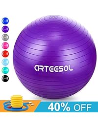 Arteesol - Balón de yoga para ejercicio, extra grueso, balón de equilibrio de estabilidad (17.7   29.5 in), balanza de grado profesional antiráfagas y antideslizante, terapia física y fitness, pelota de parto con bomba de aire