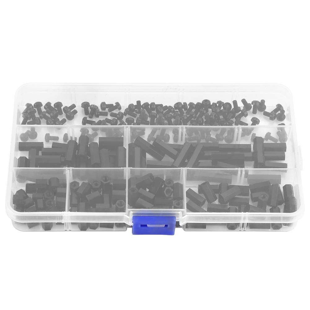 TOPINCN 250Pcs Nylon M2/M3 Standoff Set - Black, Hex Column Spacer Screw Nut Assortment Kit for PCB Boards with Storage Case
