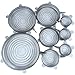 Silicone Stretch Lids (Set of 8, variety of sizes 7.9”,6.3”, 5.5”, 4.3”,3.5”, 3 x 2.6”). The perfect stretchy silicone bowl covers for your kitchen! (Light Grey)