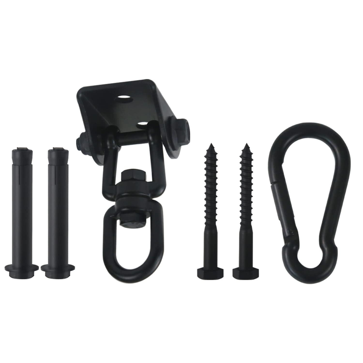 HOMPER Heavy Duty Swing Hangers 450KG Capacity SUS304 Stainless Steel 360° Rotate Hanging Kit Suspension Hooks with Bolt for Concrete Wooden Sets Yoga Hammock Chair Sandbag Sets, Black