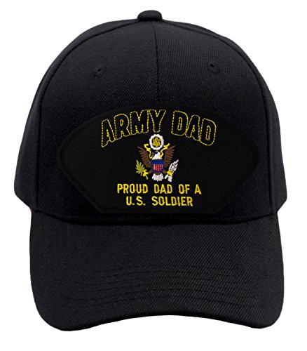 Patchtown Army Dad - Proud Dad Of a US Soldier Hat/Ballcap (Black) Adjustable One Size Fits Most