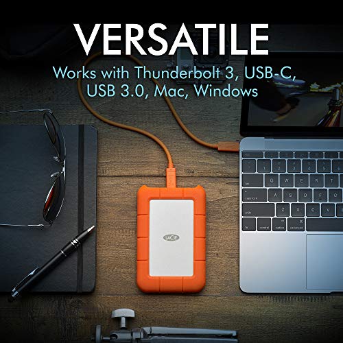 LaCie Rugged USB-C 1TB External Hard Drive Portable HDD USB 3.0 – Drop Shock Dust Rain Resistant Shuttle Drive, for Mac and PC Computer Desktop Workstation Laptop, 1 Month Adobe CC (STFR1000800)