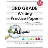 Writing Practice Paper with Dotted Lines for 3rd Grade: 120 Sheets of Lined Handwriting Paper, 1/2 Inch Rule (half) with Center Line, Notebook 11 x 8.5"