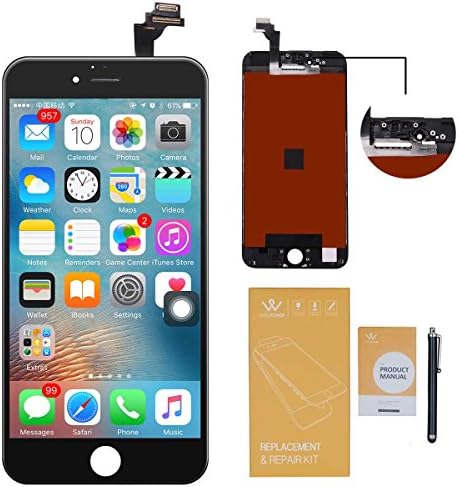 WEELPOWER LCD Touch Screen Digitizer Glass Replacement Assembly for iPhone 6 Plus(5.5") with Repair Tool (Black)