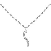 INBLUE Italian Horn Necklace for Women Men Lucky Italian Charms Stainless Steel/Black/Gold Pendant Cornicello Amulet Protection Necklace