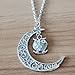 Linsh Cute Moon Owl Necklace Fashion Glow in The Dark Pendant Necklace