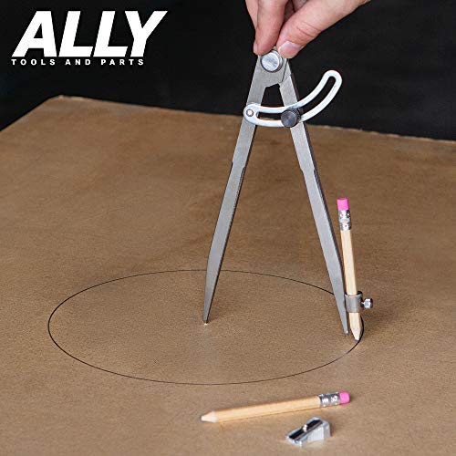 ALLY Tools Professional 8 Inch Locking Wing Divider Pencil Holder/Compass Scribe Kit INCLUDES Two Pencils and Pencil Sharpener Ideal for Drawing Circles, Woodworking, Metalworking, and Map Plotting - Thumbnail 3