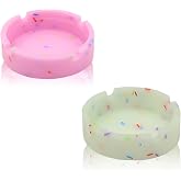 Luminous Silicone Ashtray, Heat Resistant for Patio and Desk, Pink+White | Premium Rubber, High Heat Resistant, Glow in the Dark, Durable Round Ashtray for Patio, Office, and Outdoor/Indoor Use