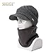 Comhats Winter 2 Piece Wool Knit Hat & Scarf Set for Men Women Visor Beanie Fleece Lined Cold Weather Warm Gray Medium