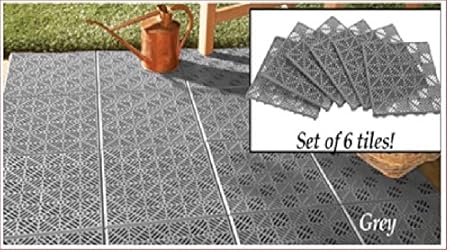 Amazon Com Patio Tile Blocks Interlocking Gray 6 Pc Garden