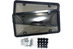 HXBER License Plate Frames, License Plate Covers, 2 PCS Clear License Plate Frames with 4 Holes Screw and Caps, Licence Plate Protector, American License Plate Shield Set, Black