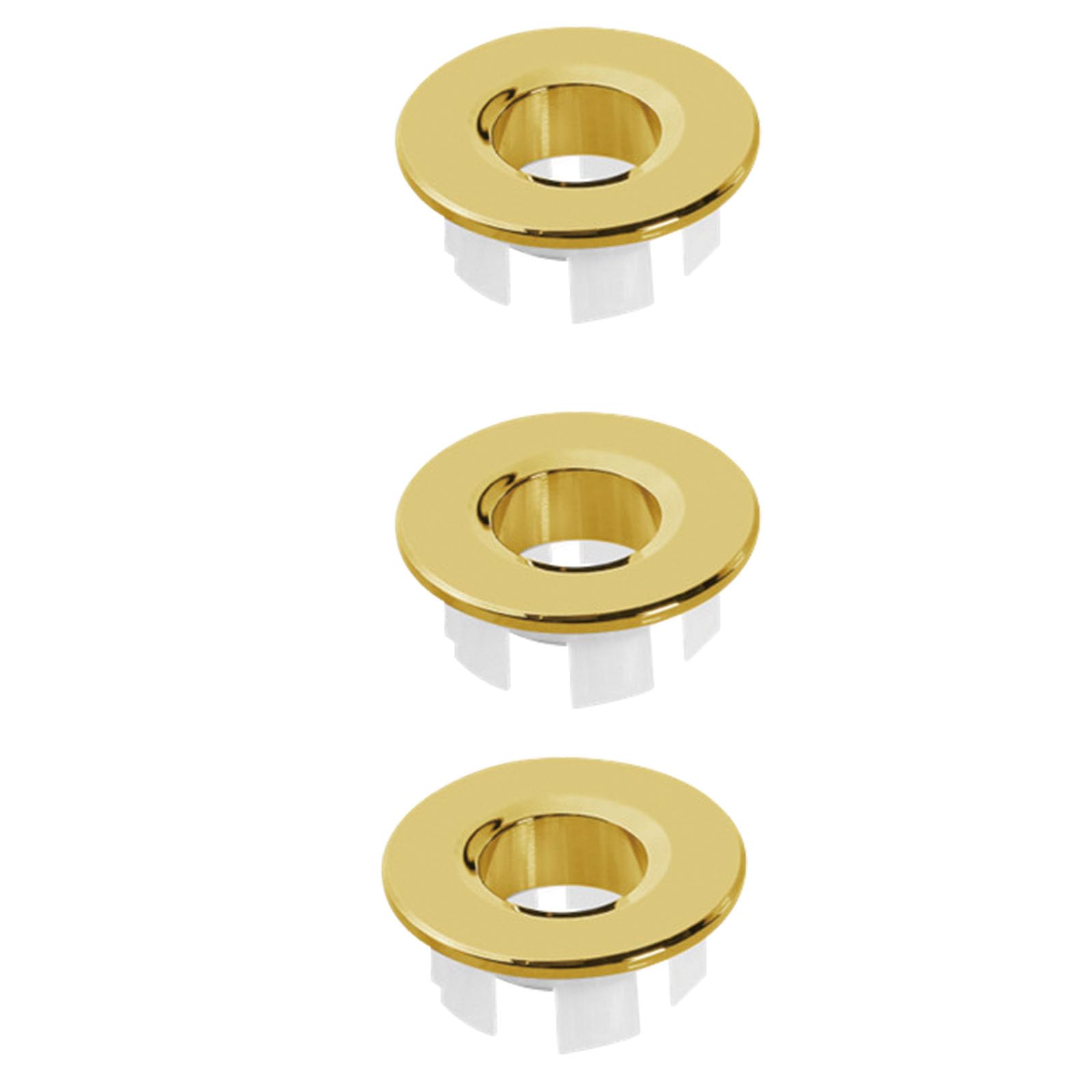 Overflow Rings, Copper Sink Overflow Caps, Round Basin Drain Hole Covers for Bathroom, Kitchen, 3 Pcs, Bright Gold