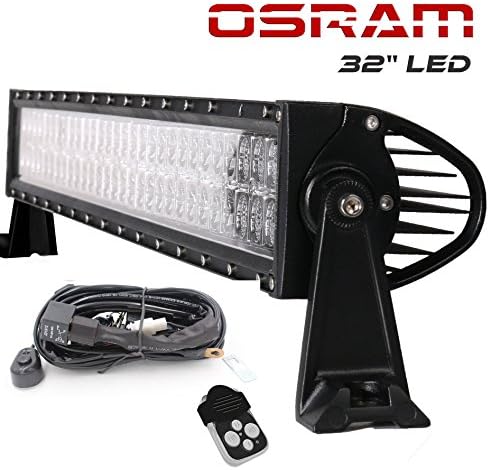 AUSI 30 32 Inch Led Light Bar 180W Dual Row Combo Beam With Remote Switch Wiring Harness Kit For Offroad Toyota Tacoma 2WD/4WD POLARIS RZR XP 1000 RZR S 900 ATV UTV Ford F250 F150