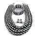 KOSMOS-LI Multi Layer Large Pearl Strand Necklace Bracelet And Earring Imitate Grey Pearl Jewelry Set For Women