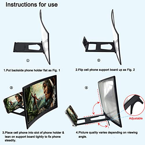jteman-12-Curved-Screen-Magnifier-Mobile-Phone-3D-Magnifier-Projector-Screen-for-Movies-Videos-and-Gaming-Foldable-Phone-Stand-with-Screen-Amplifier-for-iPhoneAll-Smartphones