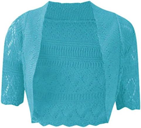 Women’s Crochet Knitted Bolero Cardigan Top Shrug TEAL US L/XL