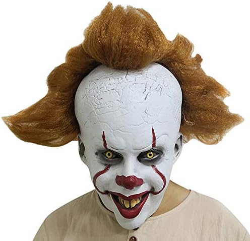 Adult Clown Mask with Hair and Exposed Teeth for Halloween Costume, Cosplay, Easter, Theme Party