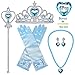 MISS FANTASY Princess Elsa Dress Up Accessories for Girls Blue Princess Cosplay Costume Accessories Include Wand Tiara Necklace Glove Earring Set of 6 Good for Halloween Dress Up Party Birthday Party primary