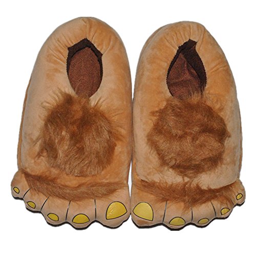 Eforstore Funny Winter Toe Big Feet Warm Soft Plush Slippers Novelty Gift Adult Shoes (Khaki)