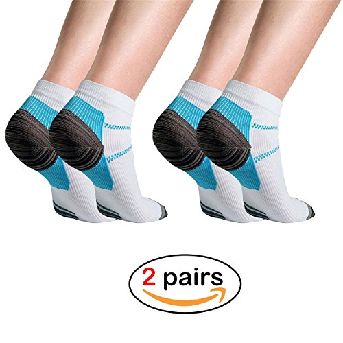 Adecco LLC 2 Pair Foot Compression Socks For Plantar Fasciitis Heel