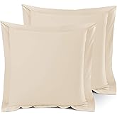 Nestl Soft Pillow Shams Set of 2 - Double Brushed Microfiber Pillow Covers - Hotel Style Premium Bed Pillow Cases, with 1.5” Decorative Flange, Euro 26"x26" - Cream
