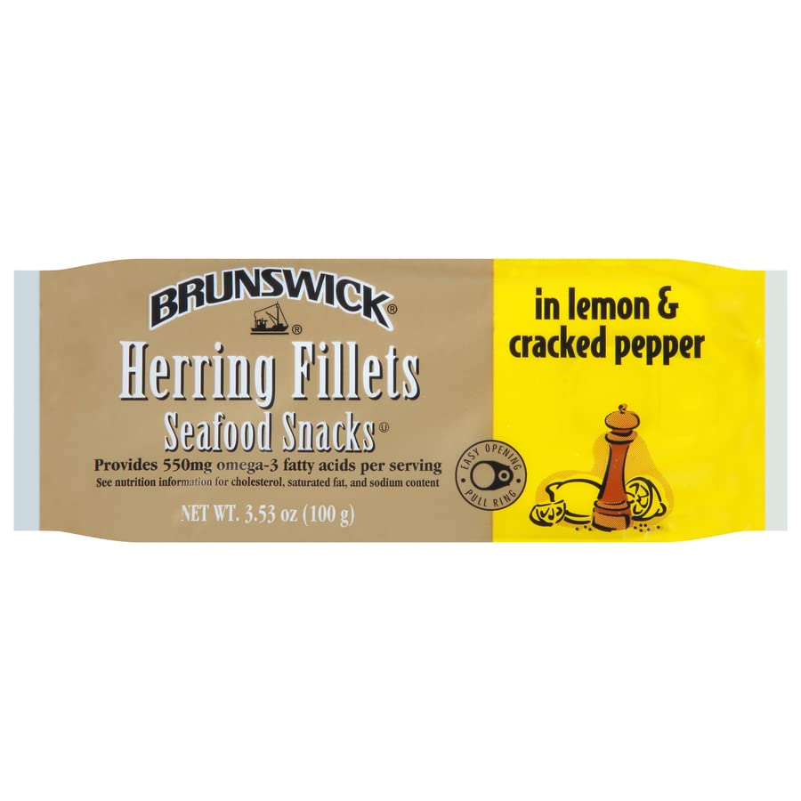 Brunswick Herring Fillets in Lemon & Cracked Pepper, 3.53 oz Can (Pack
