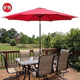 GotHobby 9ft Outdoor Patio Umbrella Aluminum w/ Tilt Crank - Red