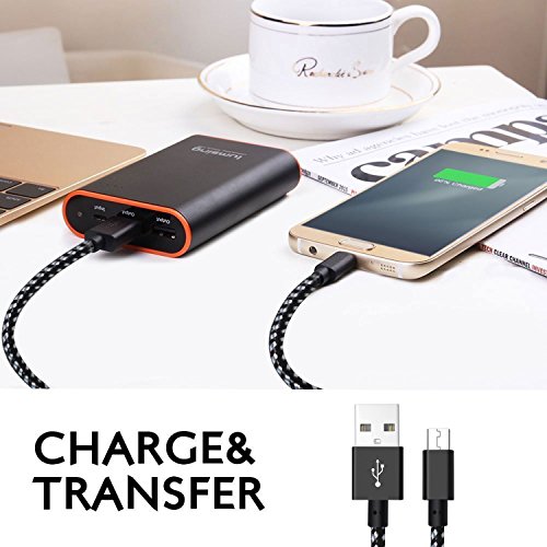 3Pack - 1ft Micro USB Cable, AOSOK Premium Short Nylon Braided High Speed [Fast Charger] Android Charger Cables for Galaxy S7/S6/S5,Note 5/4/3,HTC,LG,Nexus Sony and more (3X1ft(30CM)) - Thumbnail 4