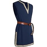 Runcati Mens Medieval Costume Pirate Renaissance Sleeveless Tunic Knight Viking Halloween LARP Shirts