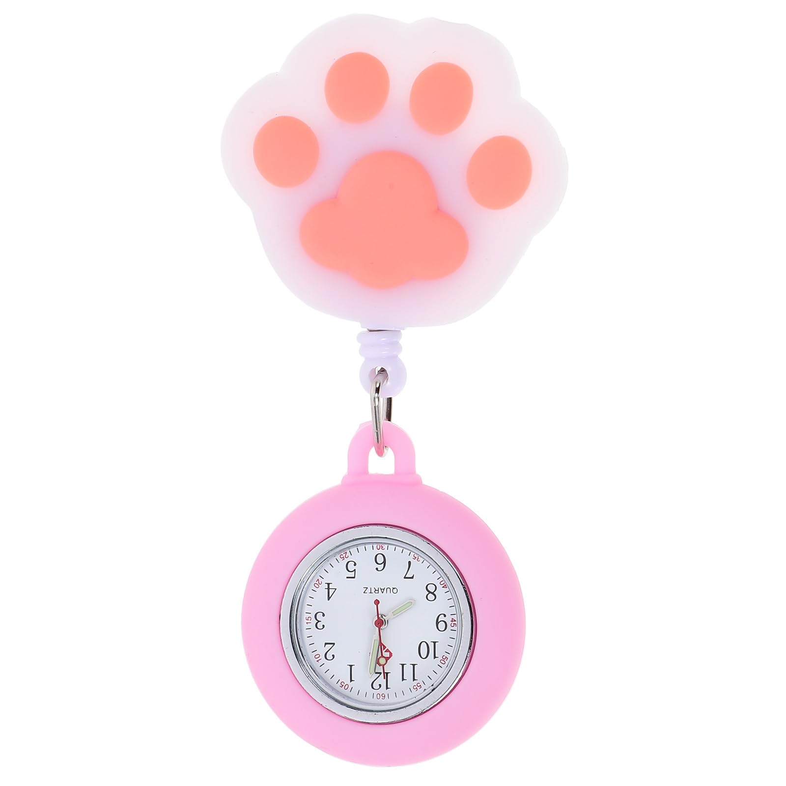 iplusmile Nurse Watch Retractable,Clip-on Hanging Pocket Watch, Cat Paw Shaped, Hanging Fob for Doctors, Paramedics, Nurses, Children