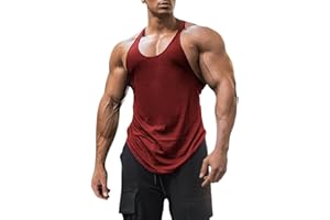 ESOBO Men's Cotton Workout Tank Tops Dry Fit Gym Bodybuilding Training Fitness Sleeveless Muscle T Shirts