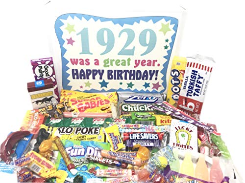 Woodstock Candy ~ 1929 90th Birthday Gift Box of Nostalgic Candy from Childhood for 90 Year Old Man or Woman Born 1929