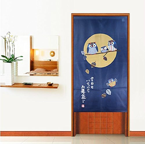 Children Bedroom Doorway Curtain Japanese Noren Panels Owls Door Curtain