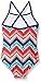 Kanu Surf Girls' Layla Beach Sport Banded 1 Piece Swimsuit, Kirsten Coral Chevron, 10