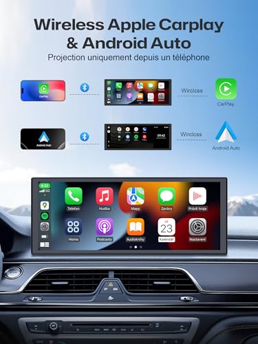 INNOVV V2 10.3" Apple CarPlay Android Auto Wireless Display 1920x720 IPS Touch Screen for Car GPS Navigation, Mirror Link, Siri with Adjustable Magic Stand