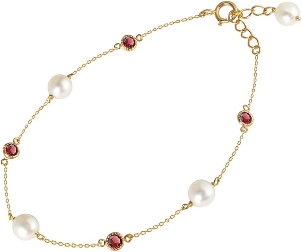 Amazon 京セラ Kyocera ルビー 淡水パール ブレスレット K18イエローゴールド 7月誕生石 クレサンベール ブレスレット 通販