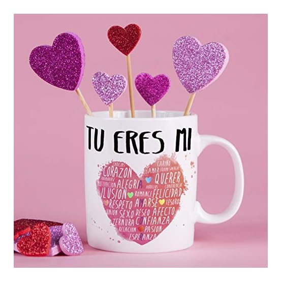 MUGFFINS Taza para Regalar a Enamorados/San Valentín - Tú Eres mi corazón - cerámica 350 ml - Tazas con Frases de Regalo… - Imagen 3