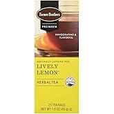 Farmer Brothers Lively Lemon Herbal Tea – 25 Bags, Naturally Caffeine-Free, Refreshing Citrus Flavor, Soothing Herbal Blend for Relaxation & Wellness