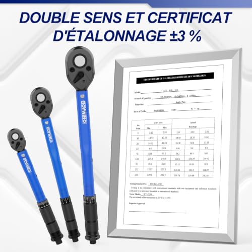 GoYwato 35-pièces Clés Dynamométriques, 1/2" 3/8" 1/4" Jeu de Clé Dynamométrique avec 3-230 N·m et Précision ±3%, Double éChelle, 45 Dents, 32 Accessoires CR-V, pour Voitures Vélo Moto Camion