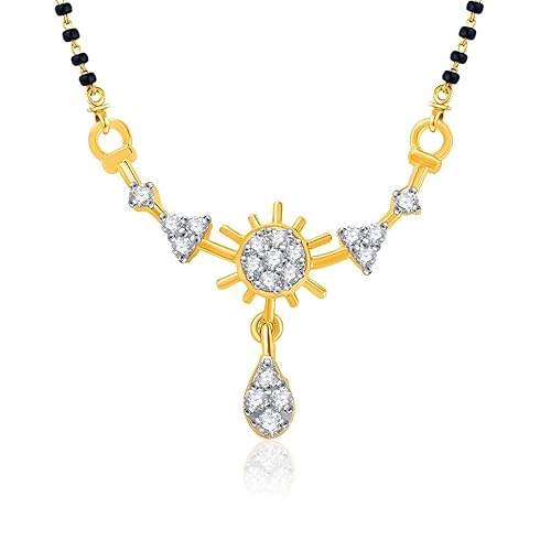 VK Jewels Sparkling Gold and Rhodium Plated Alloy Mangalsutra for Women made with Cubic Zirconia - MP1137G [VKMP1137G]
