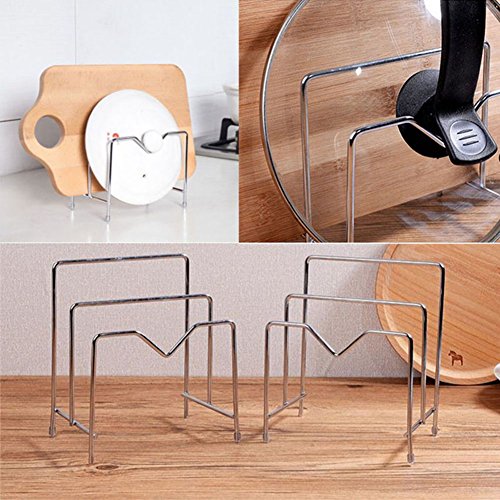 Taloyer Stainless Steel Multiple Layers Cutting Board & Lid Pot Racks Metal Vertical Storage Shelf Holder Organizer